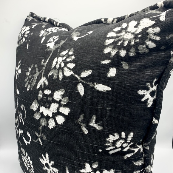 Set of Two (2) Handmade 16" Black Floral Cotton Pillow in  Upholstery Fabric - Picture 13 of 14